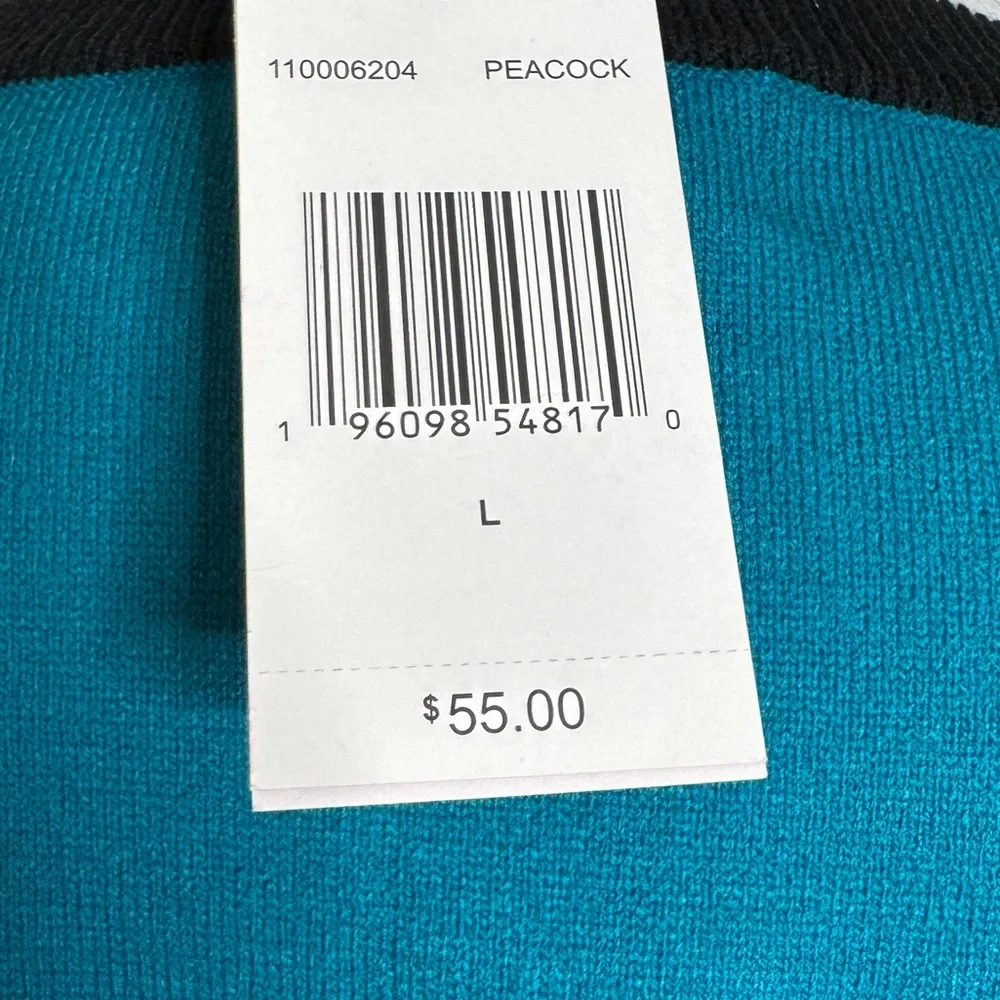 Juicy Couture Crew Neck Long Sleeve Pullover Heart Sweater Teal Womens Large New